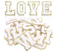 26 Pack Iron on Letters for Clothes, 5.5 cm White Chenille Letter for DIY, Hats, Backpacks, Jeans, Coat, (White, A-Z)
