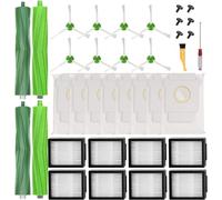 26 Pack Replacement Parts for iRobot Roomba i1+ i7+ i3+ i4+ i6+ i8+ j7+/Plus Vacuum Cleaner,2 Set Rubber Brushes 8 Pack HEPA Filters 8 Pack Side Brushes 8 Vacuum Bags