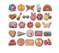 26-Pack Shoe Charms for Clogs, PVC Cartoon Shoe Decorations for Crocs, Fun Charm Accessories for Girls Boys Men Women, Peace & Love & More Symbols, Perfect Party Favor Gifts for Shoe Personalization