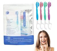 26 Packs 5 in 1 Mini Toothbrush & Floss & Tongue Scraper & Toothpick Set, Disposable Toothbrushes with Toothpaste, On The Go Toothbrush Disposable with 4 Flavors, Portable Oral Care for Travel Work