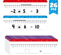 26 Packs Number Line Dry Erase Boards, Double Sided Writable and Erasable Board-0 to 20 on One Side & -10 to10 on Other Side Math White Board for Kids, Students, Classroom and Home (12” x 4”)