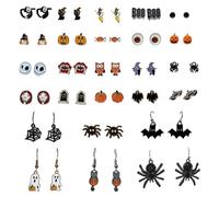 26 Pairs Halloween Earrings For Women Girls, Pumpkin Spider Witch Bat Studs Ghost Gold Enamel Dangle Drop for Women Halloween Party Costume Gifts