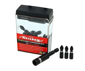 26 PCE Impact Screwdriver Bits Plus 60mm Magnetic Bit Holder