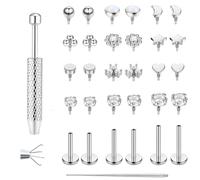 26 PCS 18G Piercing Jewellery, Piercing Kit Surgical Steel Internally Threaded Surgical Steel Studs, Conch Piercing Jewellery CZ Flat Back Earrings Lip Bar, Cateret Piercing, Nose Studs Hypoallergenic