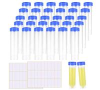 26 Pcs 50ml Plastic Test Tubes with Lids, Sample Bottles Sample Vials Containers, Test Vials Shot Tubes with Screw Caps Lid for Lab DIY Crafts Liquids, with 1 Sheet Sticker