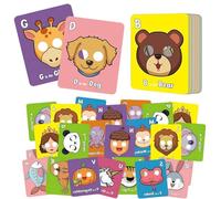 26 PCS Alphabet ABC Flash Cards with Animal Mask,Colorful Alphabet Mask Cards,Upgrade Letter Cards with a Fun Animal Illustration,Interactive Education Games, Learning Lowercase & Uppercase Letter