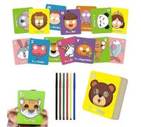 26 PCS Alphabet Abc Flash Cards with Animal Masks, 2025 New Giant Colorful Alphabet Mask Cards, Interactive Education Games, Learn Letters, English Phrases for Partie