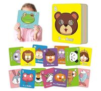 26 PCS Alphabet ABC Flash Cards with Animal Masks, Alphabet Mask Cards, Interactive Education Games, Learn Letters & English Phrases