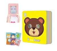 26 PCS Alphabet ABC Flash Cards with Animal Masks, Alphabet Mask Cards, Interactive Education Games, Learn Letters, English Phrases Spelling and Recognizing Animals