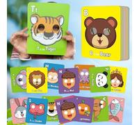 26 PCS Alphabet ABC Flash Cards With Animal Masks,Colorful Alphabet Mask Cards,2025 Interactive Education Games,Learn Letters,English Phrases