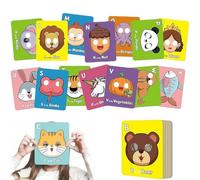 26 PCS Alphabet ABC Flash Cards with Animal Masks, Colorful Alphabet Mask Cards, Fun Educational Toys for Classroom, Homeschool or Party Activity