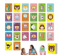 26 PCS Alphabet ABC Flash Cards with Animal Masks,Colorful Alphabet Mask Cards,Giant Letter ABC Animal Faces Flash Learning Flashcards,Interactive Education Games,Learn Letters,English Phrases