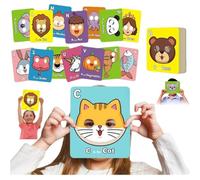26 Pcs Alphabet ABC Flash Cards with Animal Masks, Colorful Alphabet Mask Cards, Giant Letter ABC Interactive Education Games, Learn Letters & English Phrases (2 books)