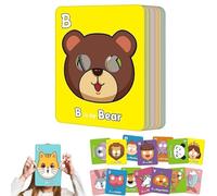 26 Pcs Alphabet ABC Flash Cards with Animal Masks, Colorful Alphabet Mask Cards, Handheld Colorful Card, Learn Letters, English Phrases, Interactive Education Games (#1pc)