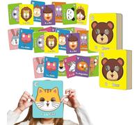 26 PCS Alphabet ABC Flash Cards with Animal Masks, Colorful Alphabet Mask Cards, Interactive Education Games, Giant Letter ABC Animal Faces Flash Learning Flashcards (#2)