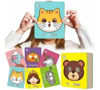 26 PCS Alphabet Abc Flash Cards With Animal Masks, Colorful Mask Flashcards Learning Letters Card, With Animal Themes, Learn English Phrases, Interactive Education Cognition Matching(1set)