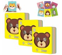 26 PCS Alphabet Abc Flash Cards With Animal Masks, Colorful Mask Flashcards Learning Letters Card, With Animal Themes, Learn English Phrases, Interactive Education Cognition Matching(3sets)