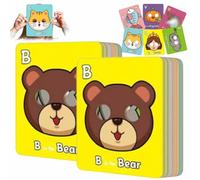26 PCS Alphabet Abc Flash Cards With Animal Masks, Colorful Mask Flashcards Learning Letters Card, With Animal Themes, Learn English Phrases, Interactive Education Cognition Matching(2sets)