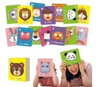 26 Pcs Alphabet ABC Flash Cards with Animal Masks, Giant Uppercase & Lowercase Letter Cards, Interactive Learning Games for Toddlers 3-5, Preschool Educational Toy Gift(1pc)