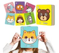 26 PCS Alphabet ABC Flash Cards with Animal Masks - Interactive Alphabet Mask Cards for Learning Letters and Animals, Classroom Party Fun