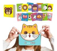 26 PCS Alphabet ABC Flash Cards with Animal Masks, Interactive Education Card, Colorful Alphabet Mask Cards, Giant Letter ABC Animal Faces Flash Learning Flashcards for Parties, Classroom(2 SET)
