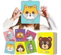 26 PCS Alphabet ABC Flash Cards with Animal Masks, Learn Letters, Spelling, Animals, Interactive Education for Parties, Classroom (1Set)
