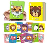 26 PCS Alphabet Animal Mask Flash Cards - Interactive ABC Learning Toy for Toddlers, Nature - Inspired Fun with Animal Characters,Suitable for Parent - Child Bonding & Early Education