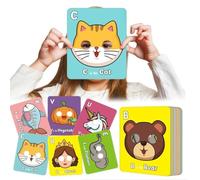 26 PCS Alphabet Flash Cards, Giant Colourful ABC Animal Mask Flashcards, Interactive Educational ABC Letter Learning Tool, Classroom Game