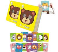 26 PCS Alphabet Flash Cards with Animal Masks，Animal Faces Flash Cards，Preschool Interactive Education Games，Learn Letters (2 set, One Size)