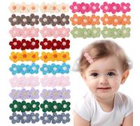 26 Pcs Baby Flower Hair Clips Knit Flowers Hairpins for Girls Mini Plush Flower Toddler Hair Clips Non Slip Hair Accessories for Infant Toddler Kids Little Girl Light Color