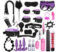26 Pcs BDSM Bed Restraints for Sex, Leather Bondage Restraints Kits Kinky Sex Toys,Gang Ball Play, Vibrators Massagers, Sex Things for Couples Kinky for Bed, Bondage kit for Couples Sex