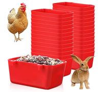 26 PCS Chicken Feeder Cups, 18 OZ Cage Cups for Chickens, Hanging Rabbit Feeder Waterer Cups, Plastic Birds Feeders for Pet Bunny Gamefowl Poultry Parrot(Red)