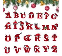 26 Pcs Christmas Iron-on Patch, Christmas Embroidered Letters Repairing Letters Patch A-Z Alphabet Letter Patches Embroidered Patch Appliques for Clothes, Hats, Backpacks, DIY, Craft Sew Making