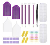 26 pcs Diamond Painting Accessories, Diamond Art Tool Kit with 12 Grids Mini Box, Point Drill Pen, Tweezers, Glue Clay, Storage Case, Roller Tray, DIY Diamond Art Accessories for Nail, Embroidery