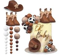 26 PCS Dinosaur Cake Toppers With Eggs Leaves Trees Cake Decorations For Birthday Party,Dinosaur Themed Wild Animals Party Cake Decorations (Cowboy 3)