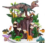 26 PCS Dinosaur Cake Toppers With Eggs Leaves Trees Cake Decorations For Birthday Party,Themed, Wild Animals,Kids Party Cake Decorations