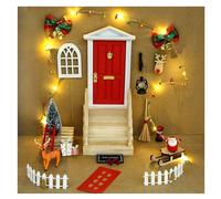26 PCS Elf Door for Wall,Christmas Elf Door,Christmas Elf Fairy Door Kit,Elf on The Shelf Kit 25 Days of Christmas,Tiny Outdoor Xmas Decor Wooden Tiny Miniature for Child Xmas Accessories Fairy Tale
