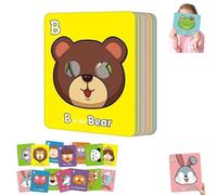 26 Pcs Funny Alphabet ABC Flash Cards with Animal Masks, Upgrade Letter Cards with Eye Holes, Parent-Child Interactive Learning Letter Card, Colorful Letters Card with Animals Illustration (1pc)