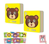 26 Pcs Funny Alphabet ABC Flash Cards with Animal Masks, Upgrade Letter Cards with Eye Holes, Parent-Child Interactive Learning Letter Card, Colorful Letters Card with Animals Illustration (2pcs)