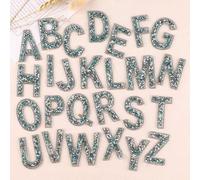 26 Pcs Glitter Rhinestone Alphabet Letter Stickers Self Adhesive ABC A-Z Words Stickers for DIY Craft Supplies (Green)