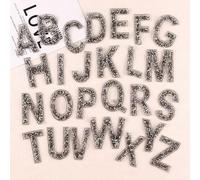 26 Pcs Glitter Rhinestone Alphabet Letter Stickers Self Adhesive ABC A-Z Words Stickers for DIY Craft Supplies (Grey)