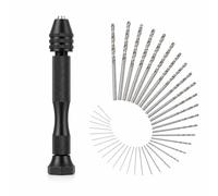 26 PCS Hand Drill Set with Precision Pin Vise and 25 Twist Drill Bits (0.5-3.0mm), Mini Manual Drill for Resin Crafts, Jewelry Making, Woodworking, DIY Model Tools,steelcolor Aluminium Alloy