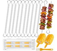 26 PCS Metal BBQ Skewers Set,7.87''/20cm Metal BBQ Sticks with Corn On The Cob Holders,Chicken Kebab Skewers Reusable Food-Grade, Stainless Steel Kebab Skewers for Grilling, Oven, and BBQ