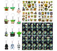 26 PCS Party Bag Fillers for Kids,Star Themed Birthday Party Supplies Include 12 Keychains 4 Tattoo Stickers 10 Party Bags Gift for Kids Boys Girls Birthday Party Bag Fillers Birthday Return Present