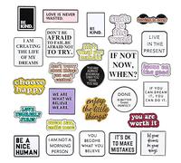 26 PCS Positive Letter Enamel Pins Set - Inspirational Saying Brooch Pins, Motivational Phrase Lapel Badges With Storage Bag for Backpacks, Clothing, Hats Decor, Metal
