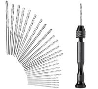 26 Pcs Precision Pin Vise Hand Drill Bit Set, Micro Twi-st Drill Bits, Small Drills for Craft Carving DIY, Woodworking, Model Making, Delicate Manual Work Electronic Assembling (0.5-3mm Drilling Bits)