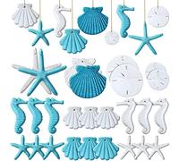 26 Pcs Resin Starfish Ornaments, Decorations, Sand Beach Ocean Themed Christmas Ornaments Seashell Decor for Christmas Tree Home Wedding