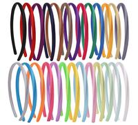 26 PCS Satin Covered Hairband, Plain Headbands for Girls, Fashion Plain Thick Plastic Headband, Non Slip Colourful Hair Bands, Headband No Teeth, for Women Girls, for Makeup, Everyday Wear