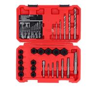 26 Pcs Screw and Bolt Extractor Set, Broken Bolt Remover Kit with HSS Drill Bits and Quick Release Adapter, for Stripped Rusted Fasteners Removal in Automotive and Home