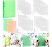 26 Pcs/Sets A5 Die Storage Book Binder, 1 Storage Book Cover, 5 Dividers and 20 Page Protectors Inserts Set with 1/2/3/4 Pockets for Storage Craft Supplies Die Cuts and Stamp Storage Folder (Green)